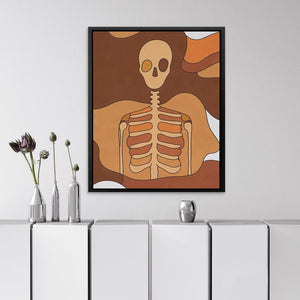 a picture of a skeleton on a wall