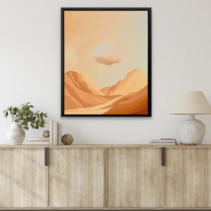 a painting of a desert landscape on a wall