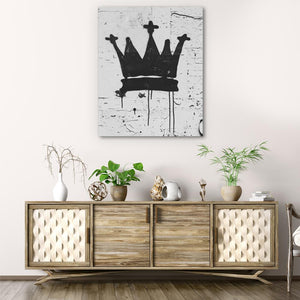 Black Crown: Bold Graffiti-Inspired Art for Urban Spaces - Luxury Wall Art 