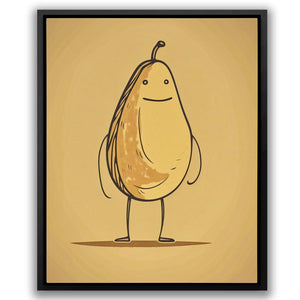 a picture of a pear with a funny expression