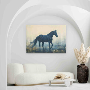 a painting of a horse on a white wall