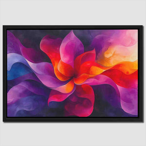 a painting of a colorful flower on a white wall
