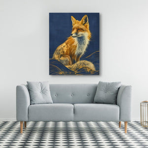 a painting of a fox sitting on top of a couch