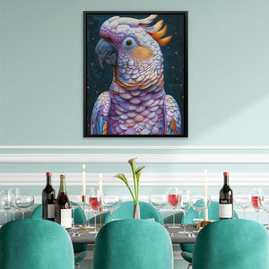 a painting of a parrot sitting on top of a table