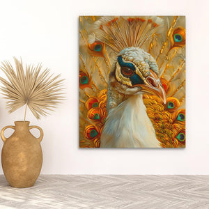 a painting of a peacock on a wall