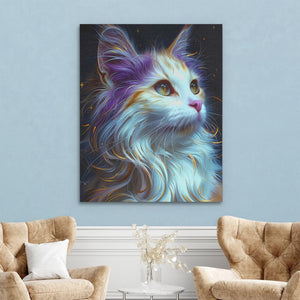 a painting of a cat in a living room