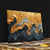 a gold and black painting on a black background