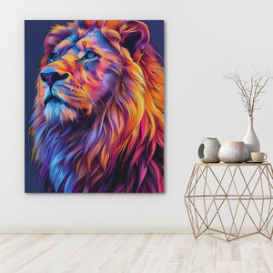 a painting of a lion on a wall