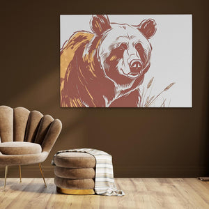 a painting of a bear in a living room