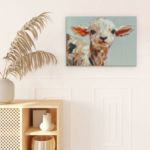 a painting of a cow on a white wall