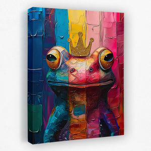 a painting of a frog with a crown on it's head