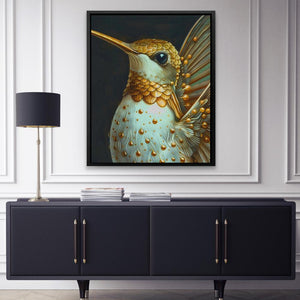 a painting of a hummingbird on a wall