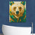 a painting of a bear on a wall above a bathtub