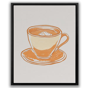 a drawing of a cup of coffee on a saucer