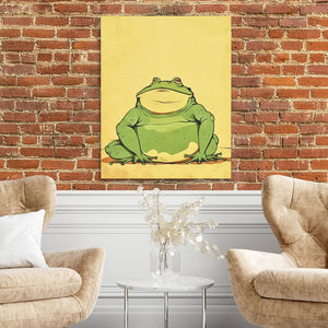 a living room with two chairs and a painting of a frog