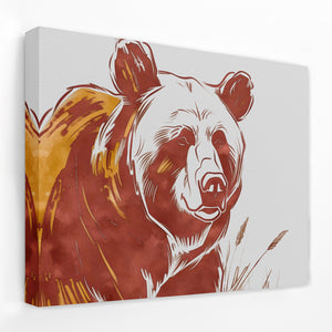 a painting of a bear on a white wall