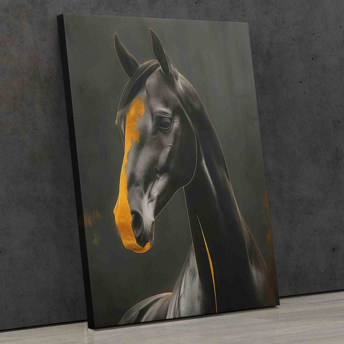 a painting of a horse on a wall