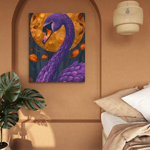 a painting of a purple snake on a wall