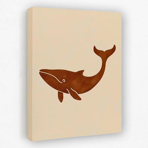 a painting of a brown whale on a beige background