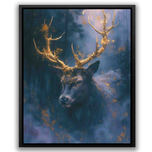 a painting of a deer with antlers on it's head