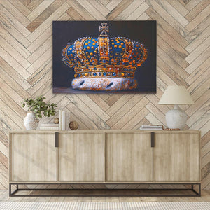 a painting of a crown on a wall