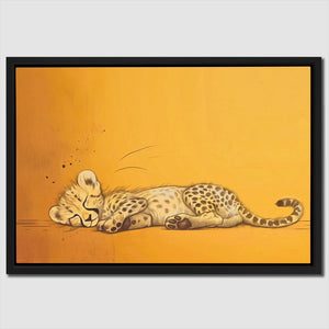 a painting of a cat laying on the ground