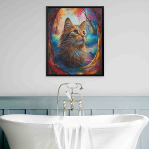 a painting of a cat sitting in a bathtub