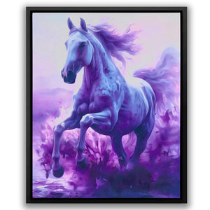 a painting of a horse running in a field