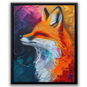 a painting of a fox with its eyes closed