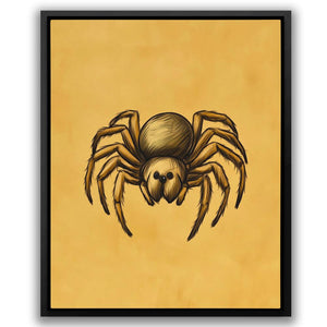 a painting of a spider on a yellow background