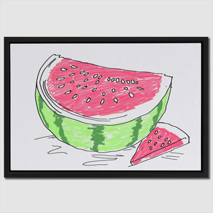 a drawing of a watermelon on a white background