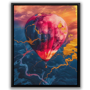 a painting of a hot air balloon in the sky