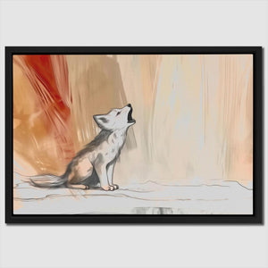 a painting of a wolf with its mouth open