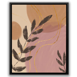 a painting of leaves on a pink background