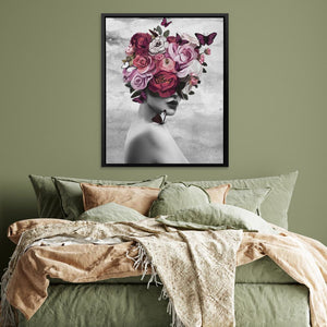 Rose Mind: Butterfly and Rose Abstract Wall Art - Luxury Wall Art 