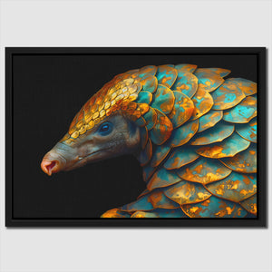 a painting of a blue and yellow bird on a black background