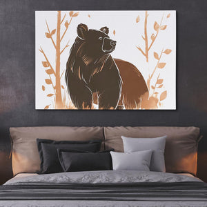 Brush Bear Minimalist Wildlife Doodle Print - Luxury Wall Art 