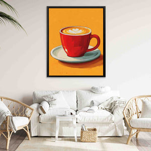 a painting of a cup of coffee on a saucer