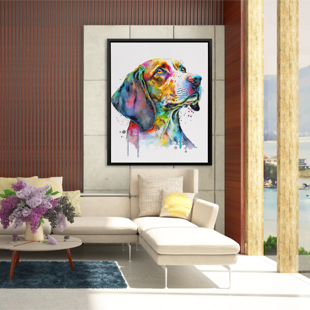 a painting of a dog on a white background