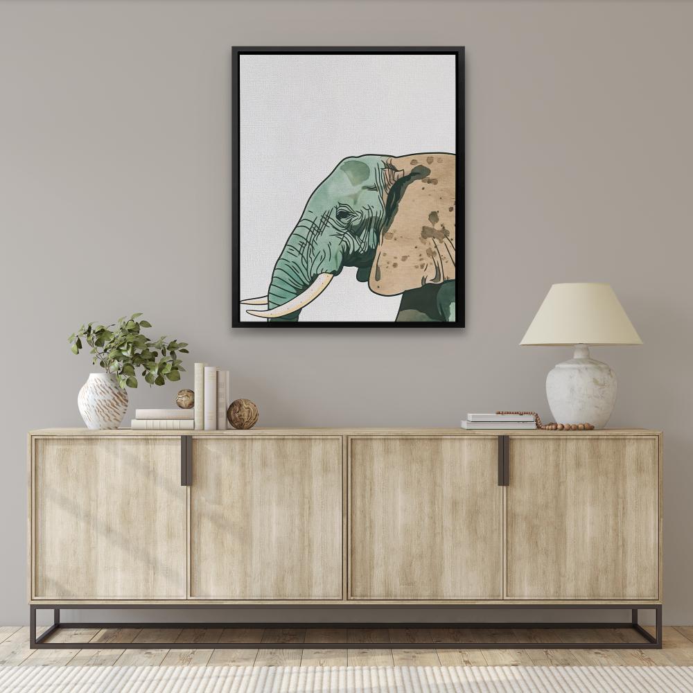 a painting of an elephant with a tusk