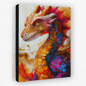 a painting of a dragon on a white wall