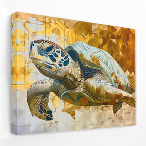 a painting of a turtle on a white wall