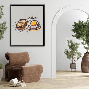 a room with a chair, potted plant and a picture on the wall