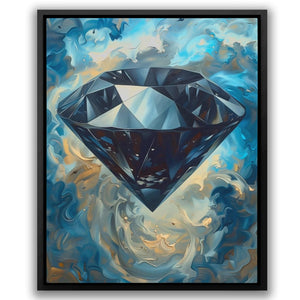 a painting of a diamond on a blue background