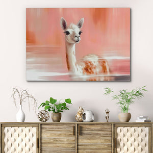 a painting of a baby deer on a wall