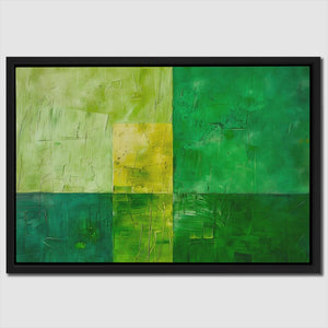 a painting of a green and yellow color scheme