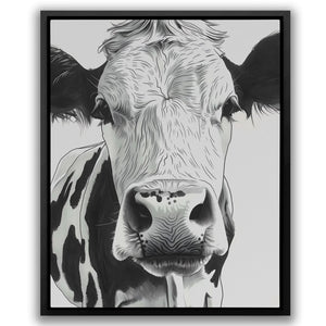 a black and white drawing of a cow's face