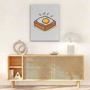 a painting of an egg on a toasted bread