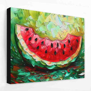 a painting of a watermelon on a white wall