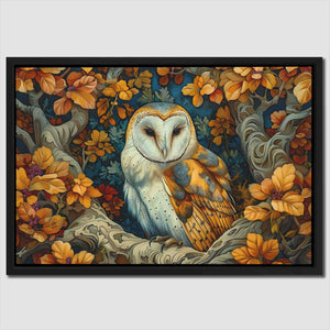 a painting of an owl sitting on a tree branch